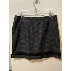 EP New York Skorts Women's Size 12 Black Blue Leather Golf Tennis Athletic Skirt